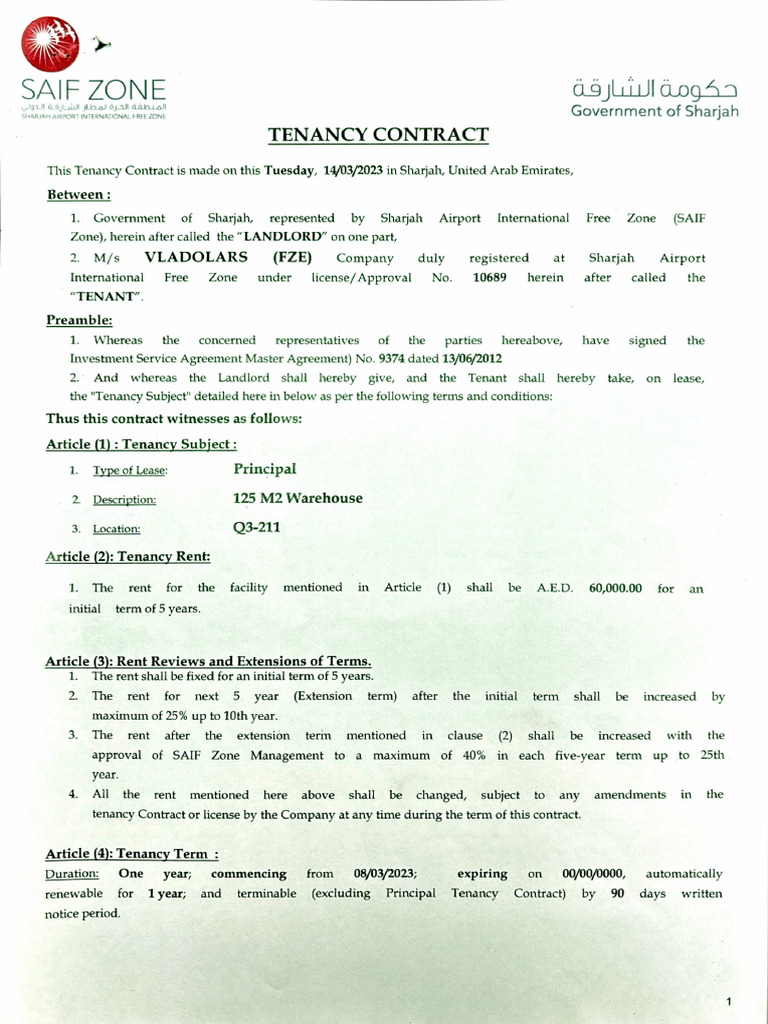 Tanancy Contract Q3 | PDF