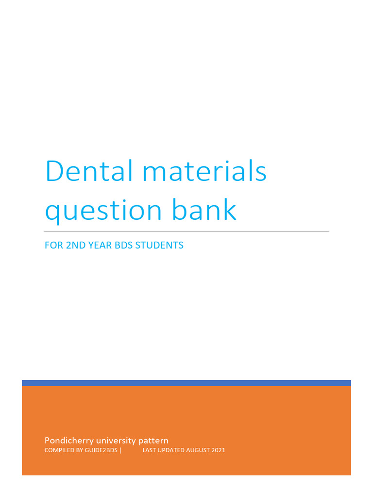 BDS 2nd Year Dental Materials Guide | PDF | Dental Composite | Physical ...