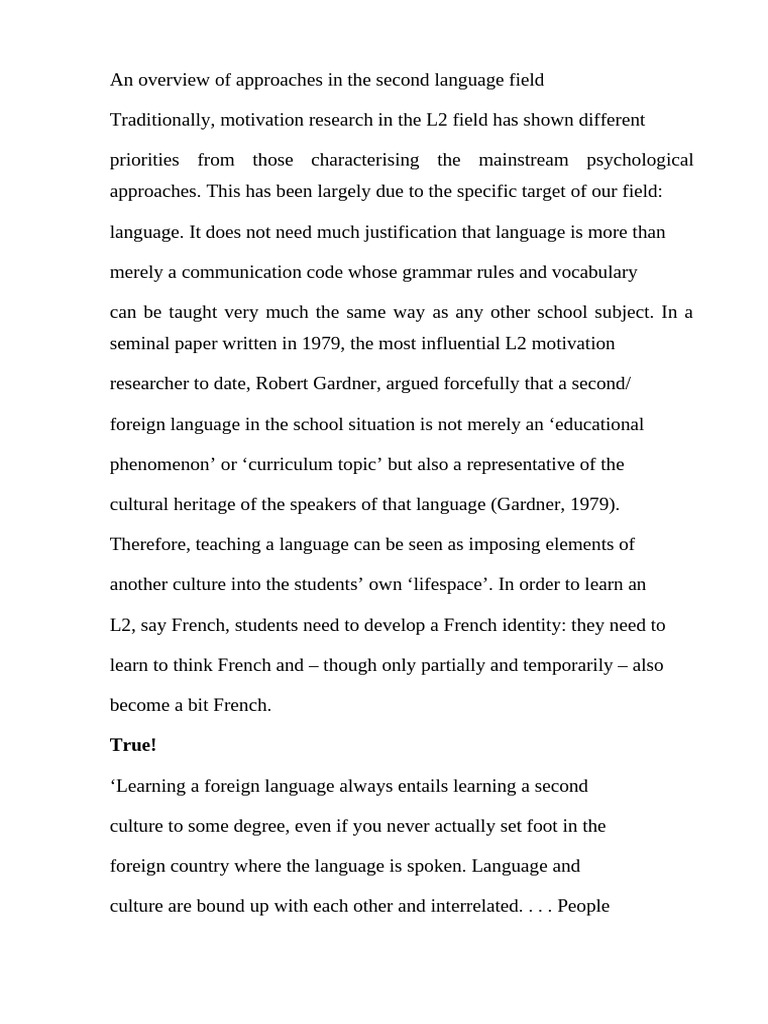 Understanding L2 Motivation and Culture | PDF | Second Language ...