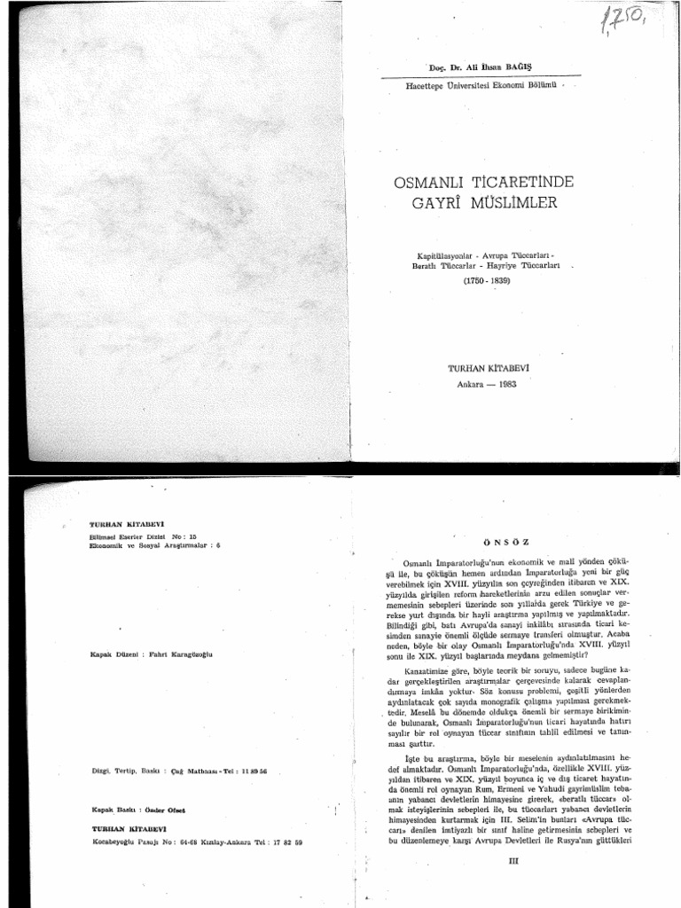 Ali İhsan Bağış - Osmanlı Ticaretinde Gayr-I Müslimler | PDF
