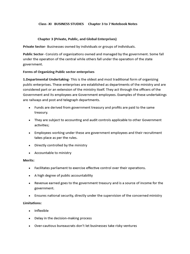 Class XI Business Studies Notes: Chapters 3-7 | PDF | Insurance | Banks