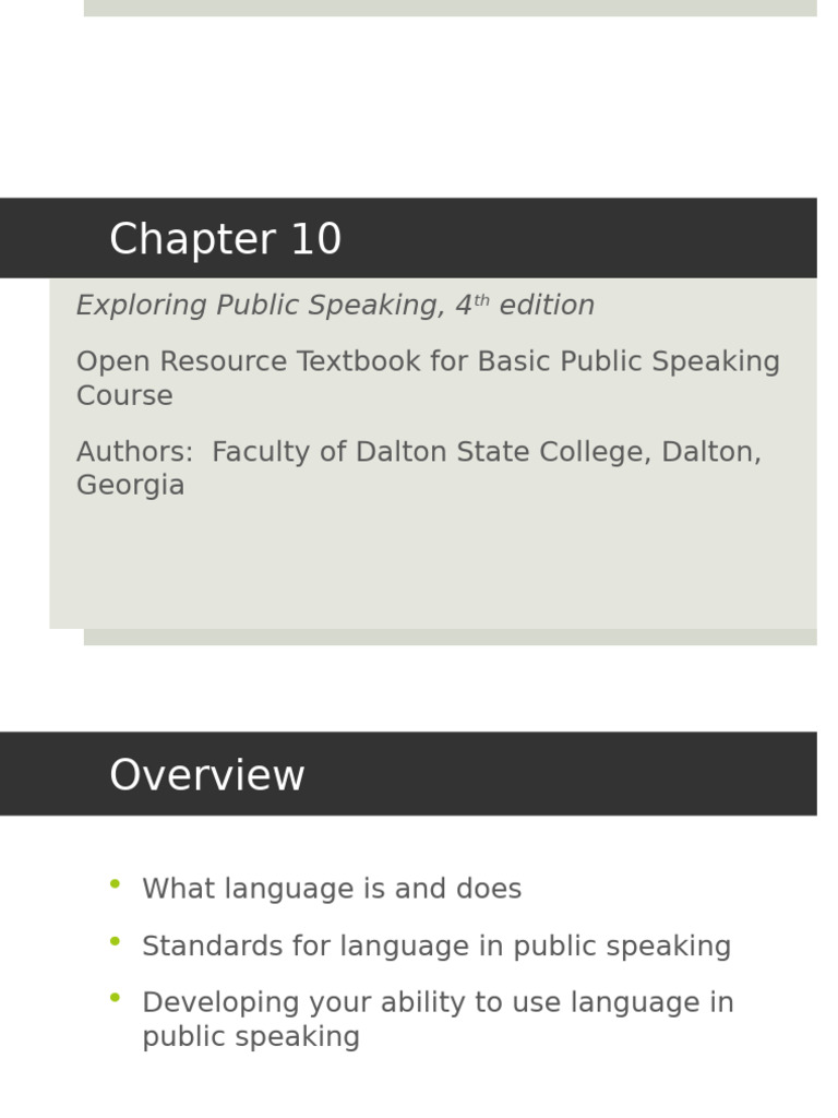 Mastering Language in Public Speaking | PDF | Public Speaking | Linguistics
