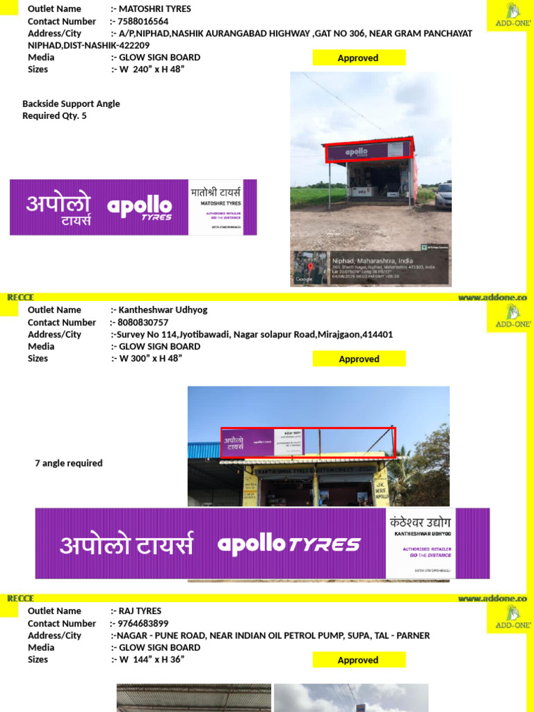 Glow Sign Board Specifications for Tyre Outlets | PDF