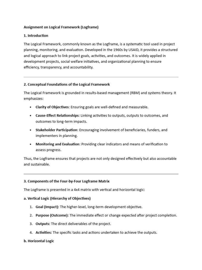 Understanding the Logical Framework Tool | PDF | Evaluation | Business