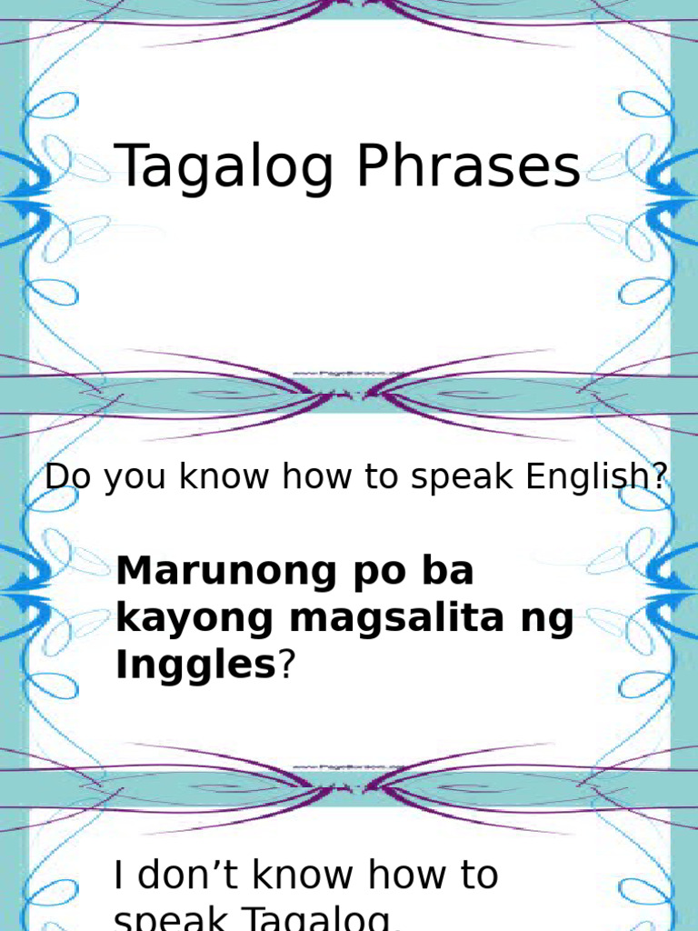 Essential Tagalog Phrases Guide | PDF