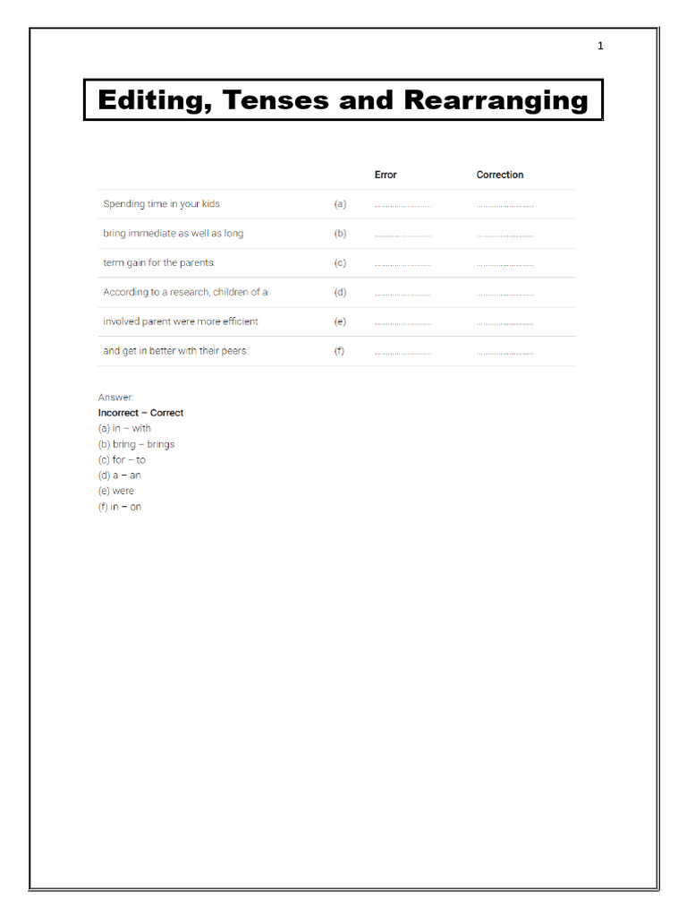 Editing Exercises on Tenses and Rearranging | PDF | Myanmar | Politics ...