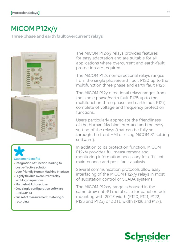 Micom P12X/Y: Three Phase and Earth Fault Overcurrent Relays | PDF