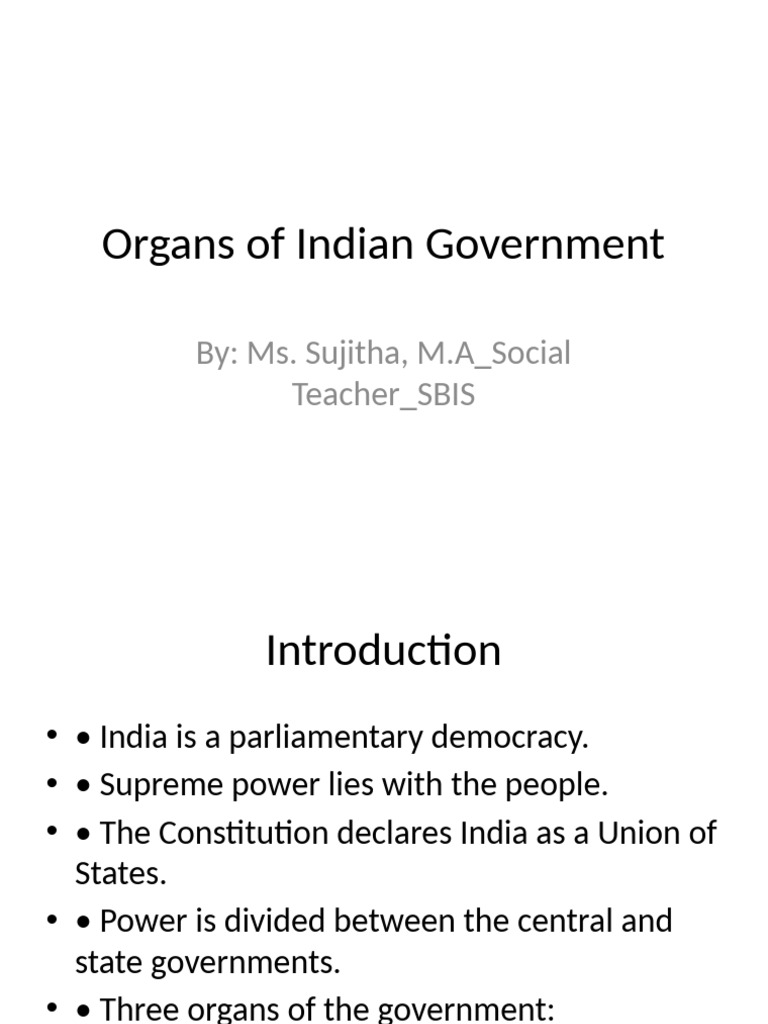Organs of Indian Government Overview | PDF | Government Of India ...