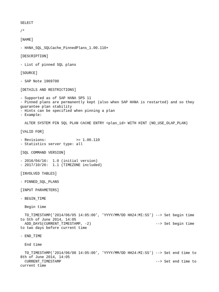 HANA SQL Pinned Plans Overview | PDF | Computer Programming | Software ...