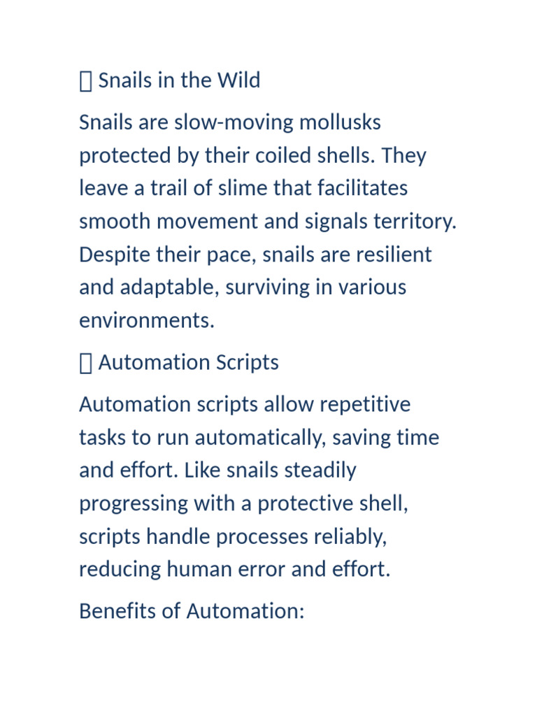 The Shell & The Script Snails in Nature and Automation | PDF