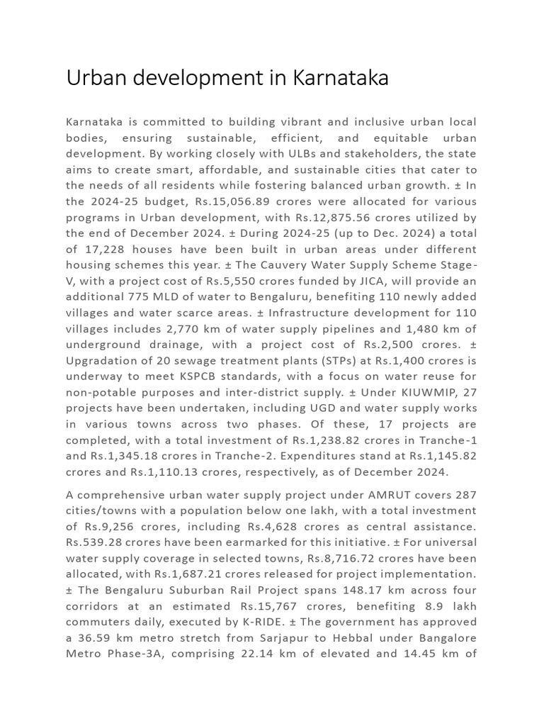 Urban Development in Karnataka | PDF | Economies