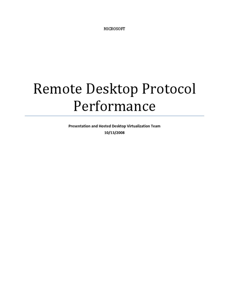 RDP Performance Whitepaper | PDF | Remote Desktop Services | Computing