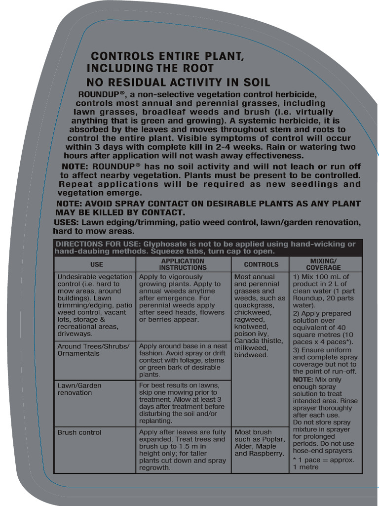 Roundup Concentrate 1L Instructions | PDF