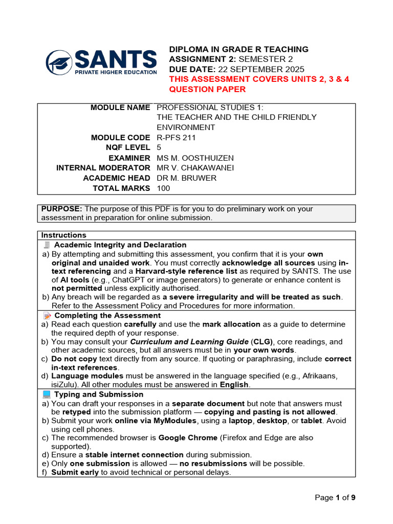 Grade R Teaching Assignment Overview | PDF | Learning | Teachers