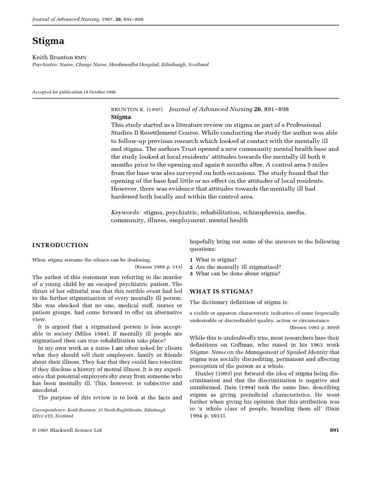 Impact of Stigma on Mental Illness | PDF | Social Stigma | Mental Disorder