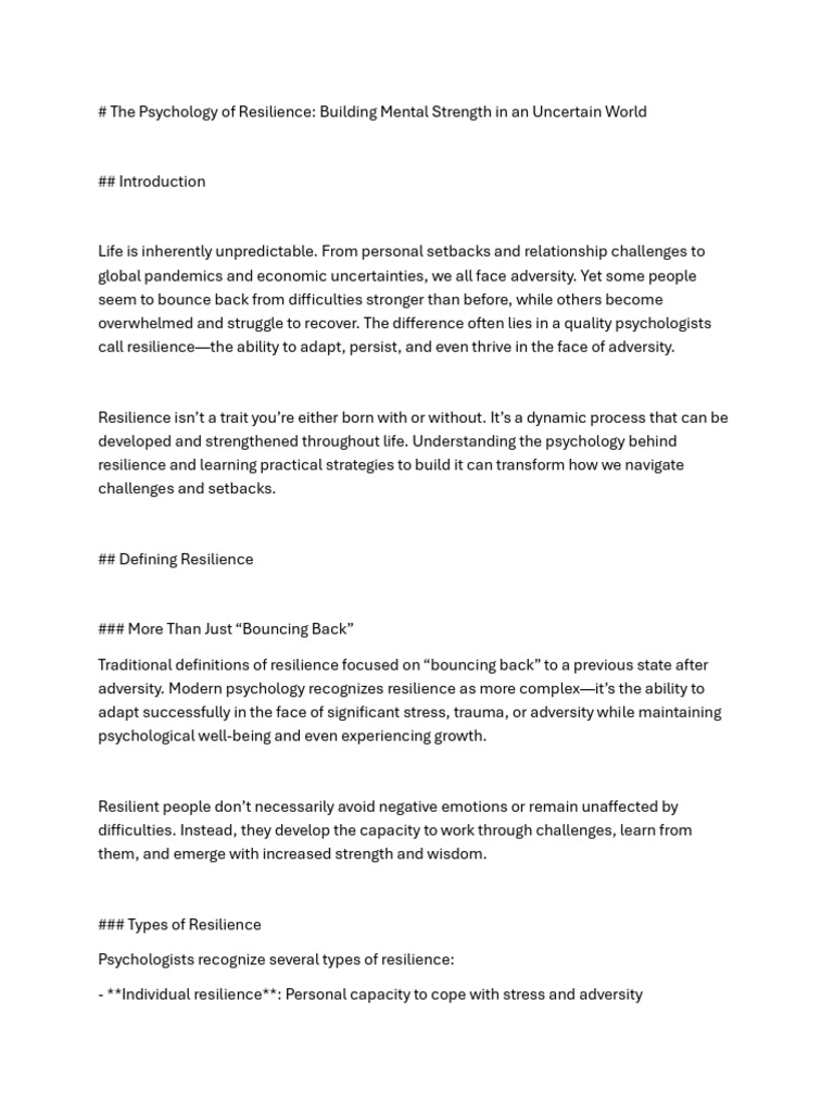 Psychology of Resilience Explained | PDF | Psychological Resilience ...