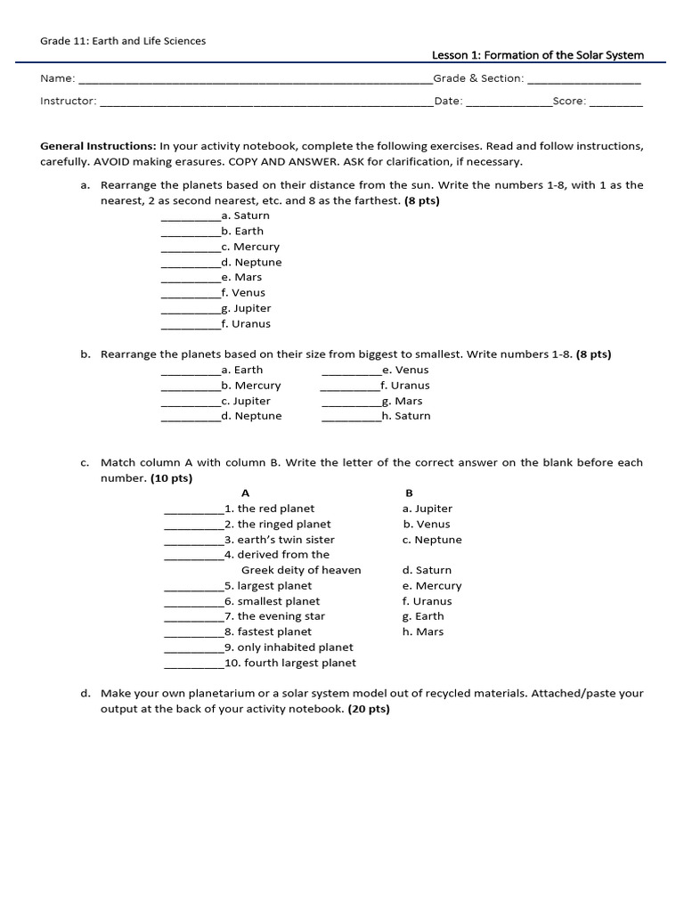 Grade 11 Earth and Life Sciences Guide | PDF | Rock (Geology) | Planets