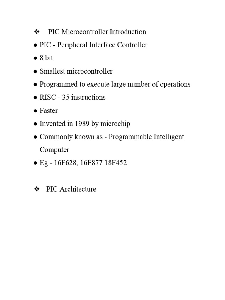 PIC Microcontroller Overview and Programming | PDF | Microcontroller ...