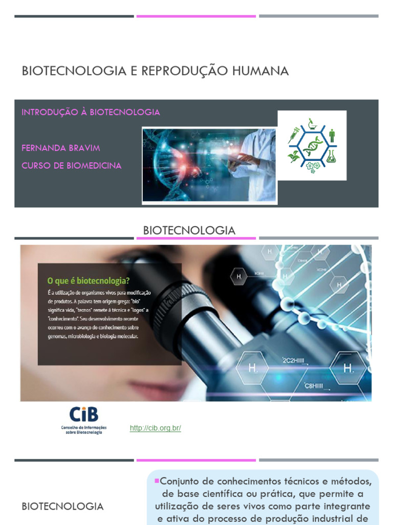 Aula 1 - Introdução A Biotecnologia | PDF | Biotecnologia | Clonagem