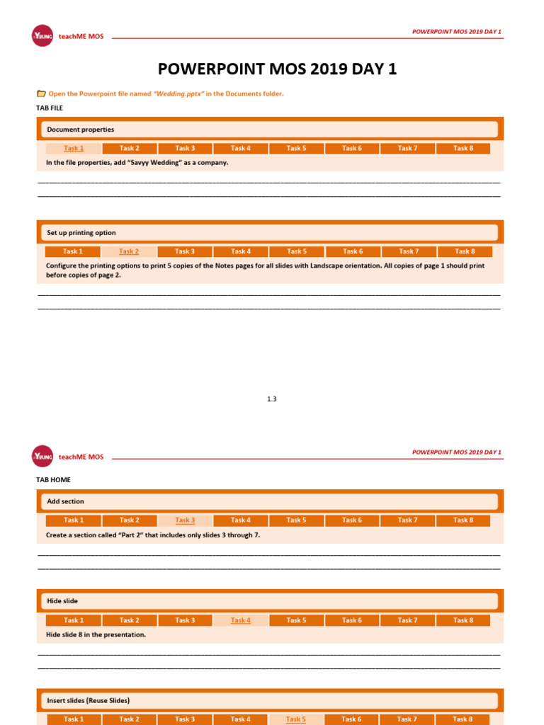 PowerPoint MOS 2019 Day 1 Guide | PDF | Microsoft Power Point | Software