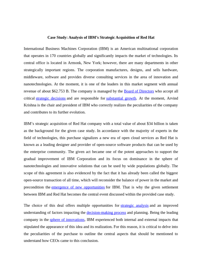 IBM's $34B Red Hat Acquisition Analysis | PDF | Mergers And ...