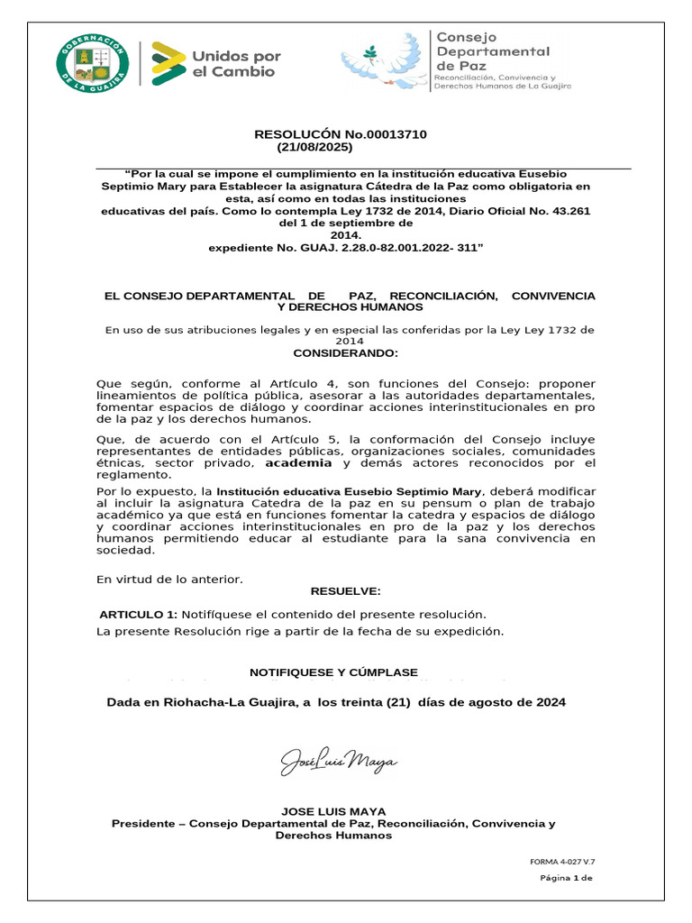 Resolucion Consejo de Paz | PDF | Gobierno | Justicia