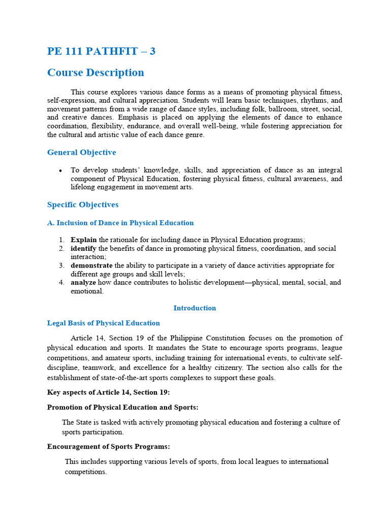 Physical Education Module | PDF | Dances | Ballroom Dance