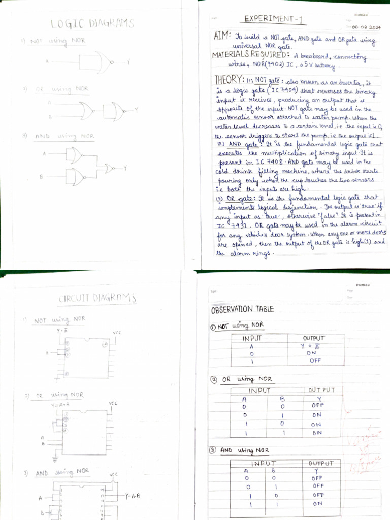 Logic Gate Experiments and Diagrams | PDF | Multiplexing | Electronics