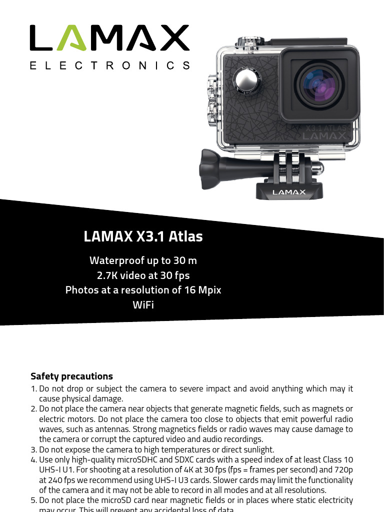 LAMAX X3.1 Atlas Action Camera Guide | PDF | Camera | Shutter (Photography)