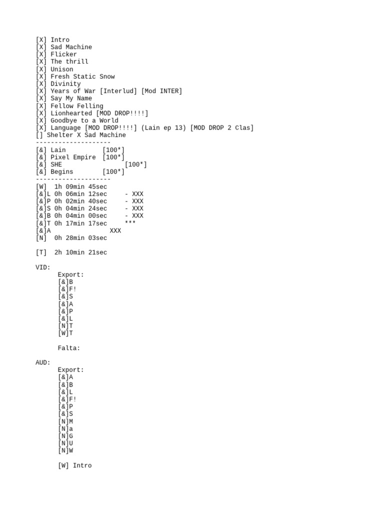Music Tracklist and Duration Guide | PDF