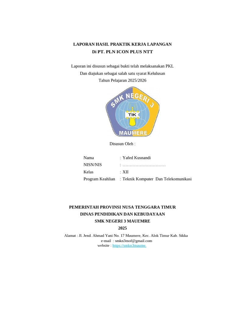 Laporan PKL SMK di PT PLN Icon Plus NTT | PDF