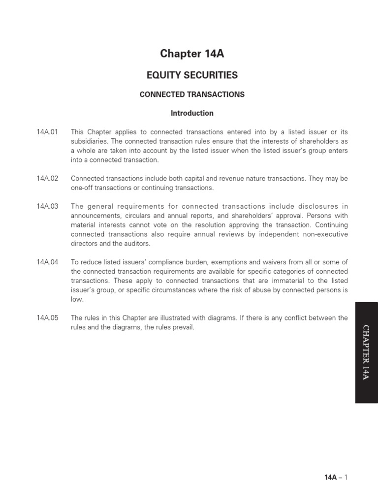 Connected Transactions in Equity Securities | PDF | Securities (Finance ...