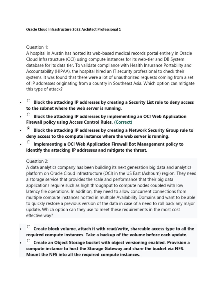 Oracle Cloud Infrastructure Architect Exam Guide | PDF | Cloud ...
