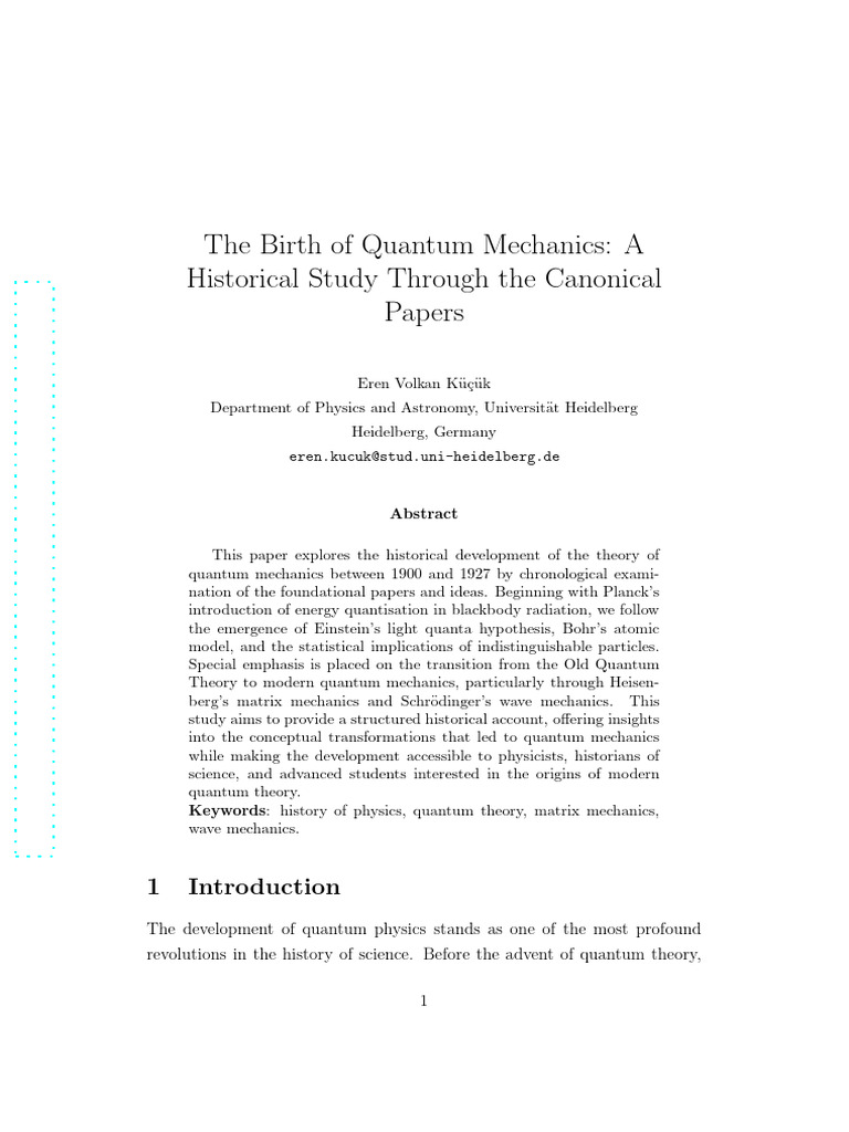 Historical Development of Quantum Mechanics | PDF | Quantum Mechanics ...