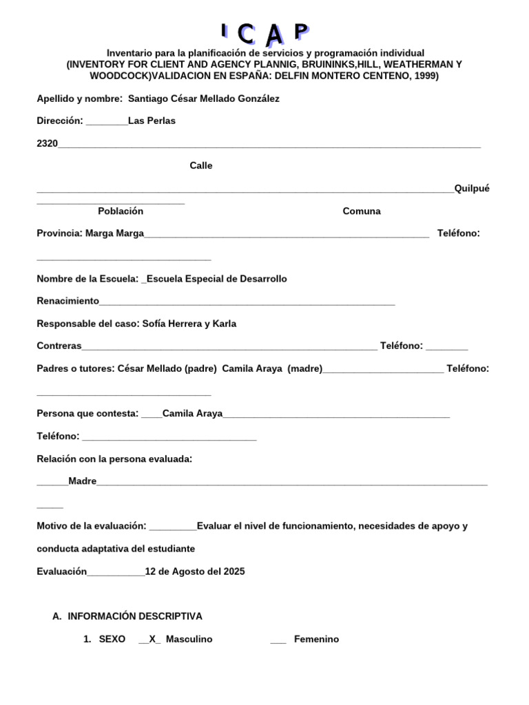 Inventario para Planificación de Servicios | PDF | Discapacidad ...