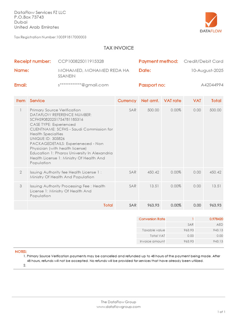 DataFlow Tax Invoice for Services | PDF | Value Added Tax | Payments