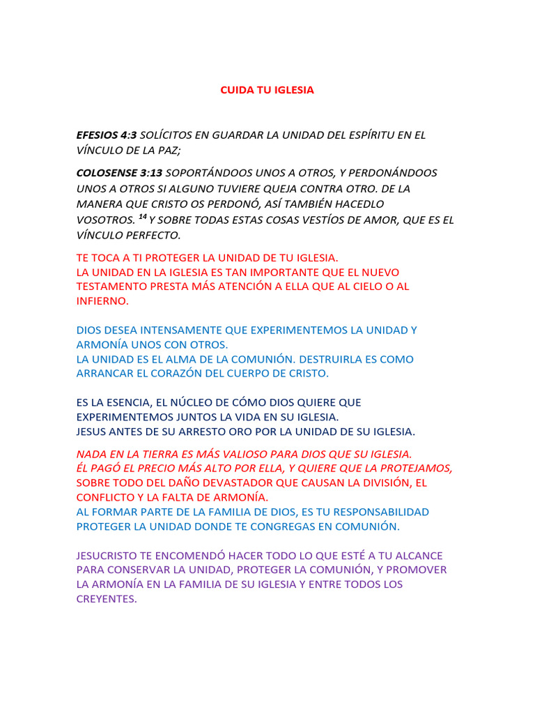Protege la Unidad en tu Iglesia | PDF | eucaristía | Iglesia cristiana
