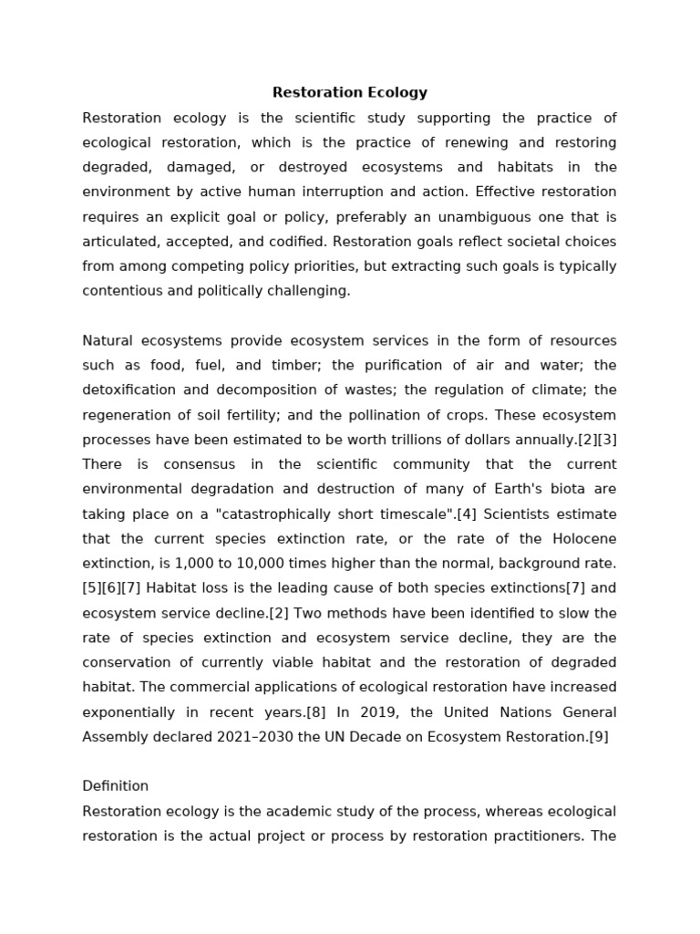 Understanding Restoration Ecology | PDF | Ecological Restoration ...