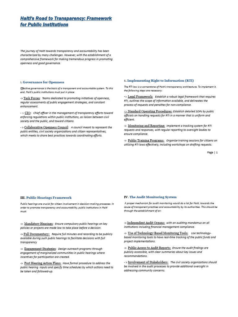 Haiti's Framework for Public Transparency | PDF | Audit | Regulatory ...