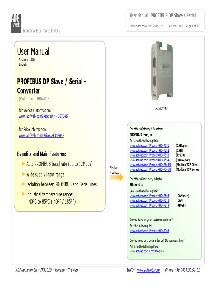 PROFIBUS DP Slave/Serial User Manual | PDF | Computer Architecture ...