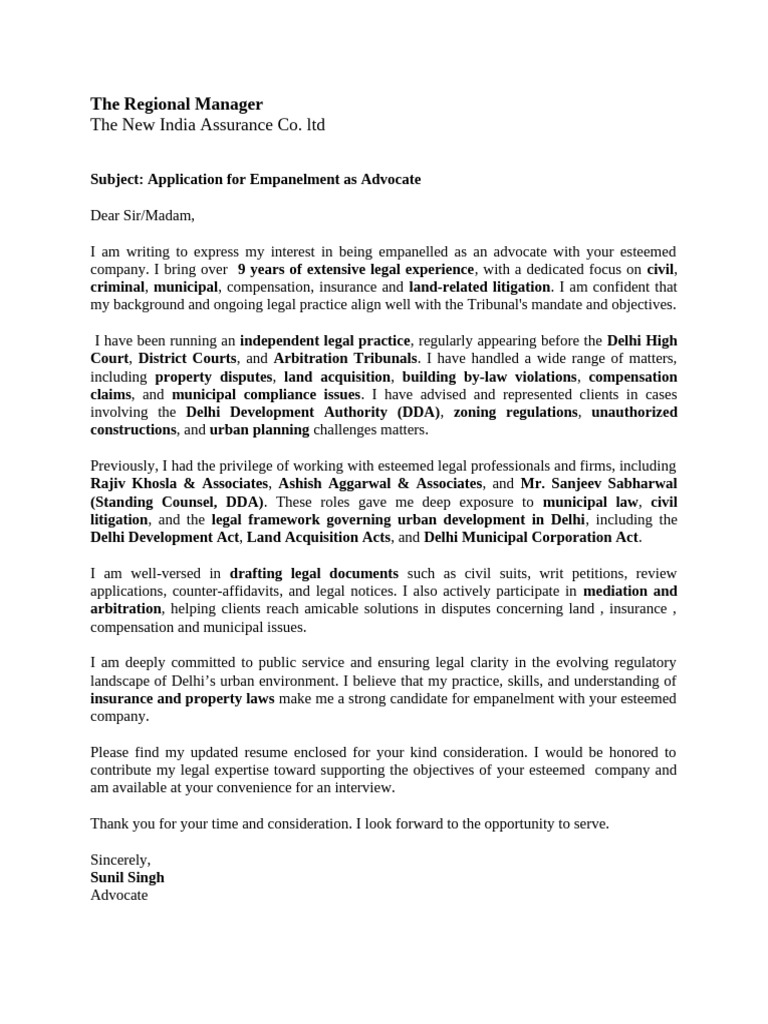 Advocate Application for Empanelment | PDF | Advocate | Lawsuit