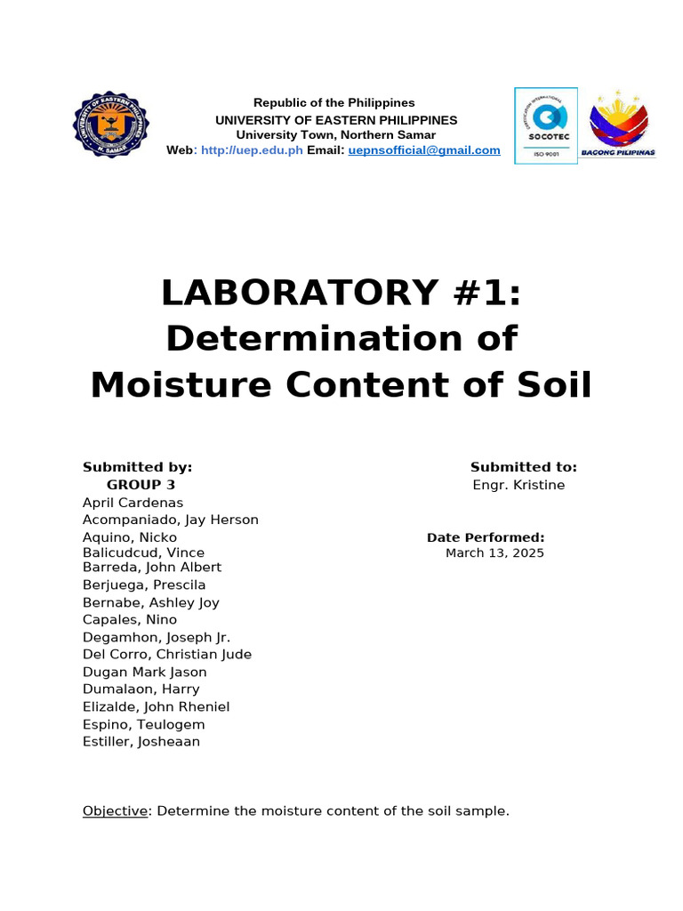 Soil Moisture Content Determination Lab | PDF | Soil | Earth Sciences