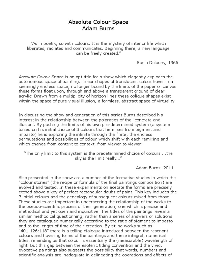 Absolute Colour Space | PDF | Color | Science