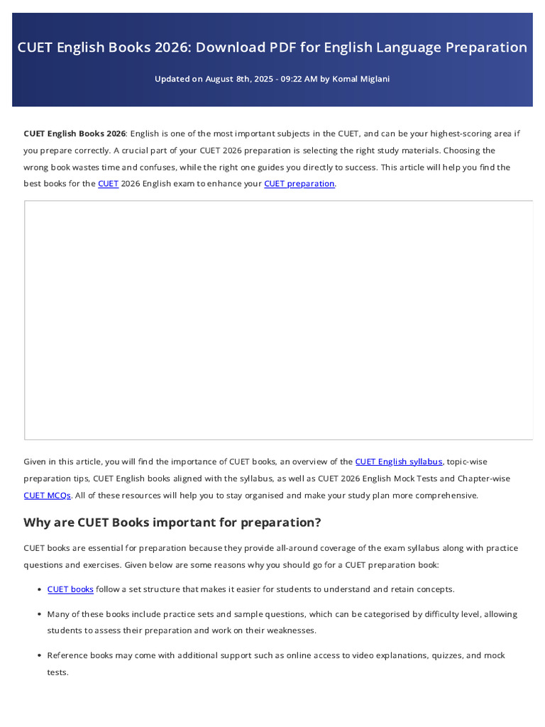 CUET 2026 English Syllabus & Books Guide | PDF | English Language | Adverb