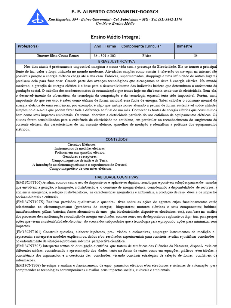 Ensino de Física: Eletricidade e Sustentabilidade | PDF | Eletricidade ...