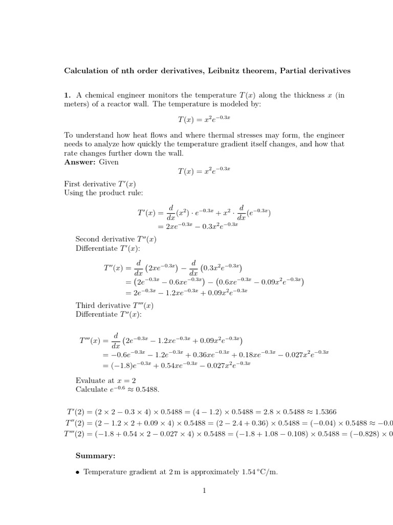 Nth Order Derivatives and Sensitivities Analysis | PDF | Pressure ...