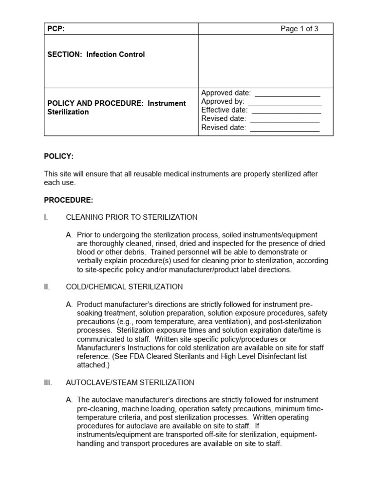 500026L 31 Instrument Sterilization | PDF | Sterilization (Microbiology)