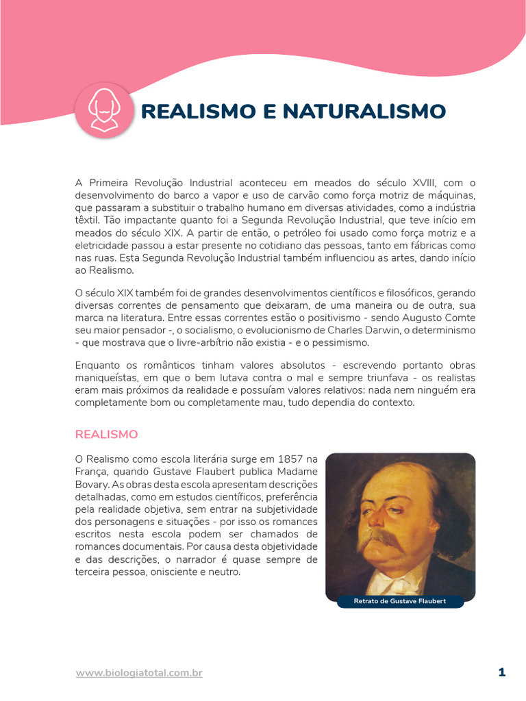 Realismo e Naturalismo na Literatura | PDF | Realismo (artes) | Gustave ...