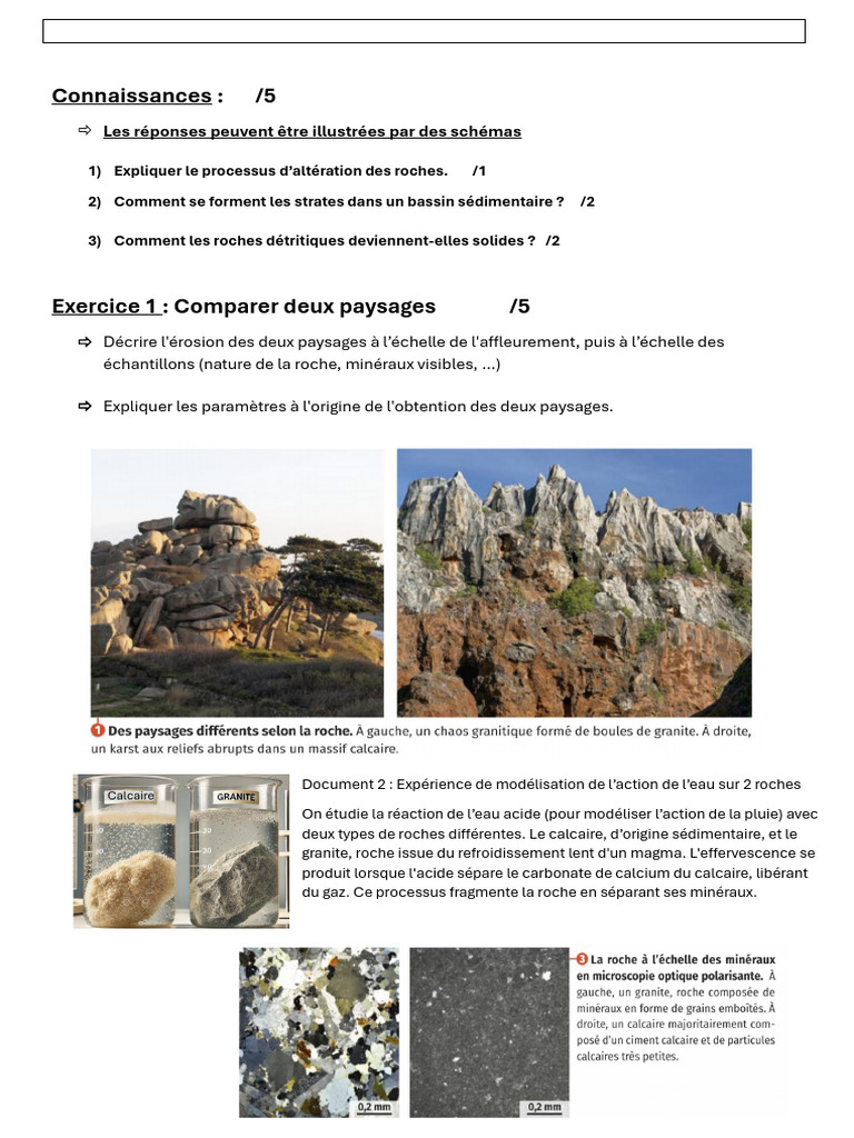 Analyse des paysages et paléoenvironnements | PDF | Calcaire | Roche ...