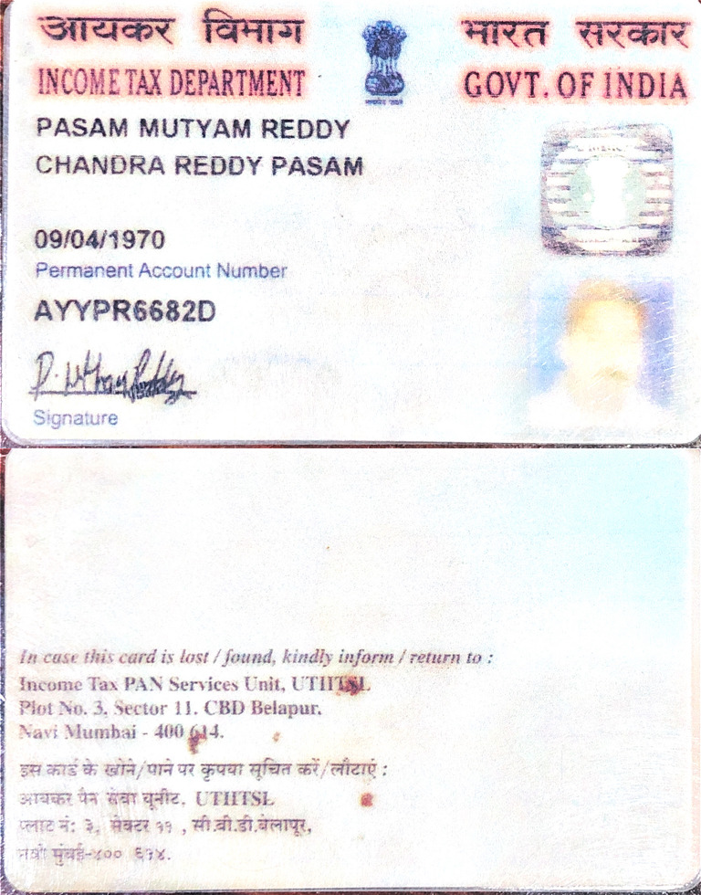 Muthyam Reddy Pan Card | PDF
